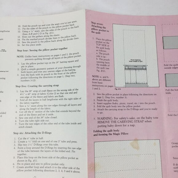 Vintage E&P Magic Pillow Quilt Plus Sewing Ruffled Tote Crafting Instructions - Picture 4 of 6